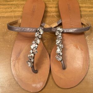 Badgley Mischka Silver Sandals with Sparkling Embellishments